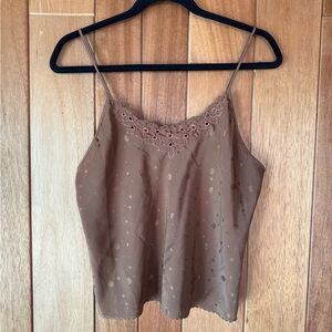 Vintage Brown Lace Detail Cami Top